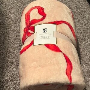Victoria's Secret Plush Blanket with Red Bows